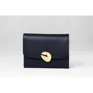 2012 はっ水 牛革シュリンク型押し ストーンデザインホック式 二つ折り財布