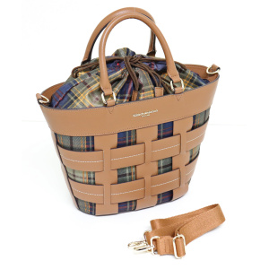 3572<br>タータンチェック<br>2Wayバスケットバッグ