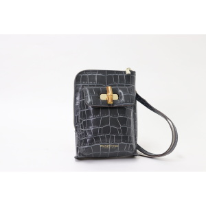 #4816<br>目地染めクロコ型押し<br>バンブーひねり<br>ショルダーバッグ