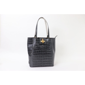 #4817<br>目地染めクロコ型押し<br>バンブーひねり<br>トートバッグ