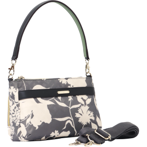 7659 フラワープリント　お財布機能付き２ウェイバッグ