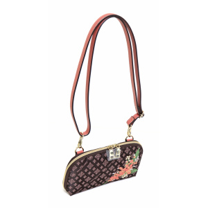 9869<br>はっ水ジャガード<br>フラワー刺繍<br>ウォレットポシェット