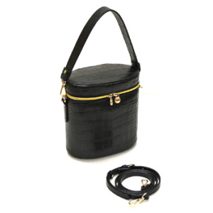 CA-87<br>クロコダイル型押しレザー<br>2Way筒形ショルダーバッグ <br>『グリーンティー』